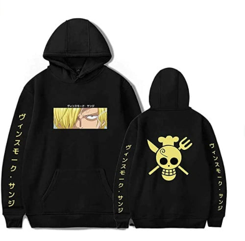 One Piece Anime Pickle Long Sleeve Hoodie Featuring Sanji Zoro Luffy Law Men and Womens Clothing