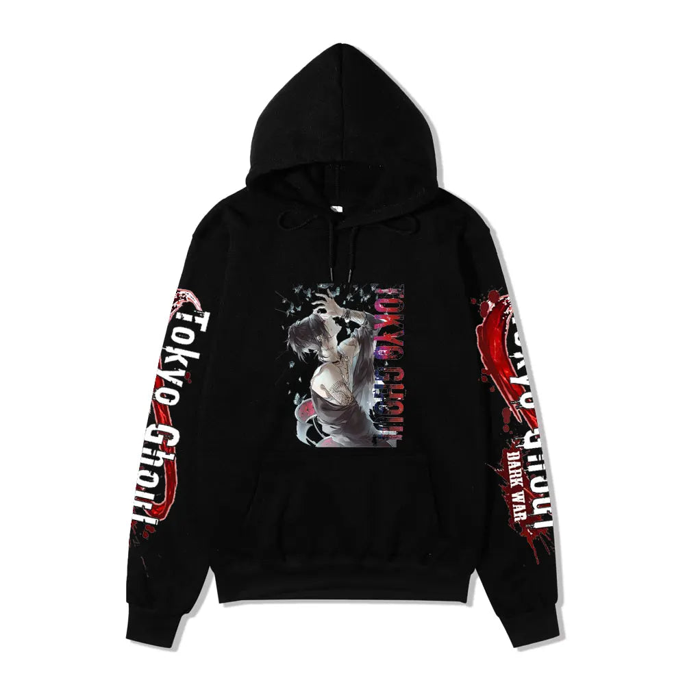 Tokyo Ghoul Anime Hoodie Pullovers Sweatshirts Ken Kaneki Graphic Printed Tops Casual Hip Hop Streetwear