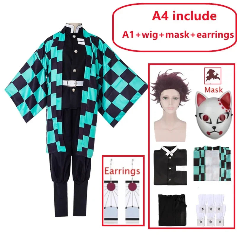 Anime Kamado Tanjirou Cosplay Costume Demon Slayer Halloween Cosplay Cartoon Kimetsu No Yaiba Costume For Kids For Adult Gifts