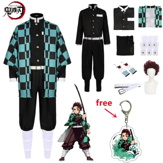 Anime Kamado Tanjirou Cosplay Costume Demon Slayer Halloween Cosplay Cartoon Kimetsu No Yaiba Costume For Kids For Adult Gifts