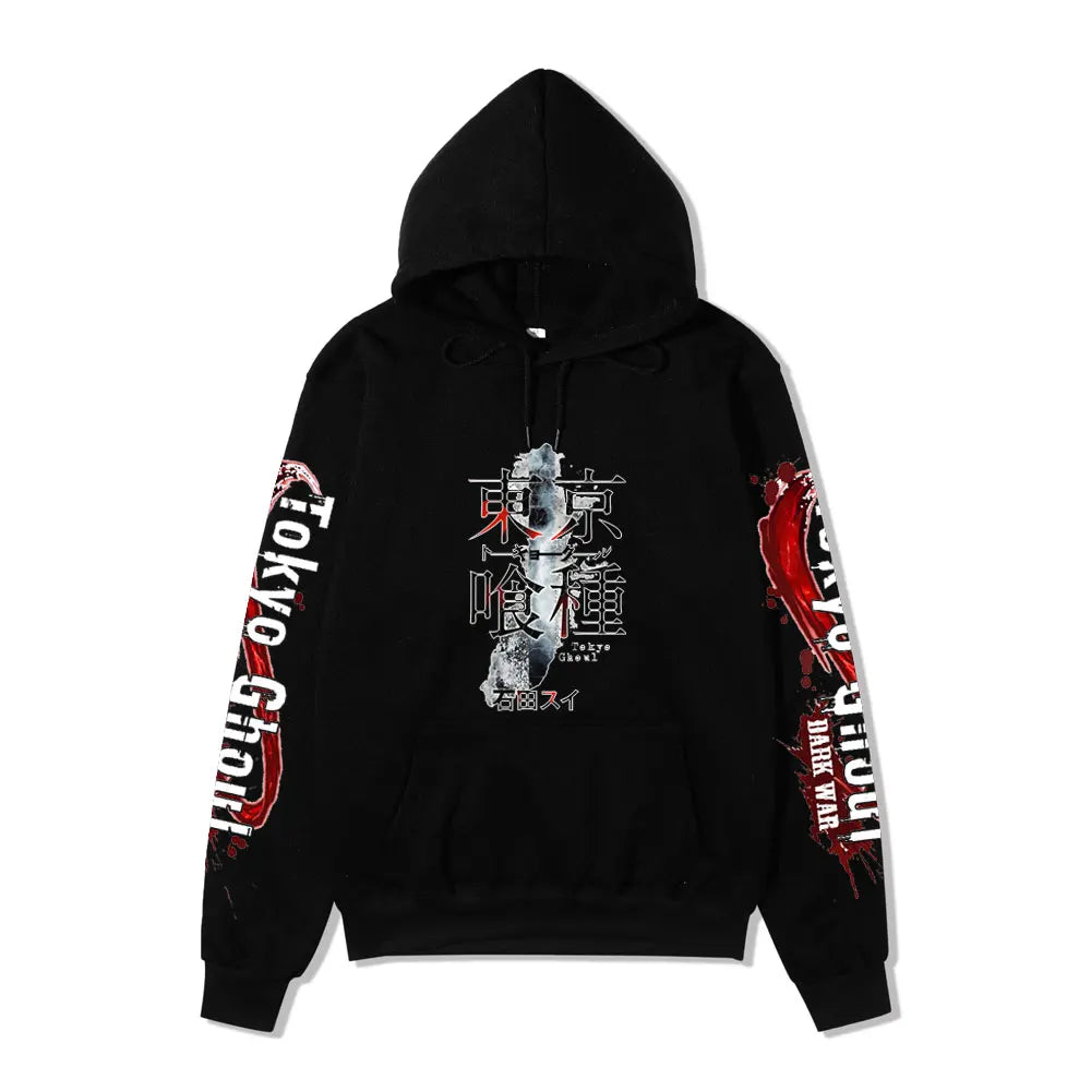 Tokyo Ghoul Anime Hoodie Pullovers Sweatshirts Ken Kaneki Graphic Printed Tops Casual Hip Hop Streetwear