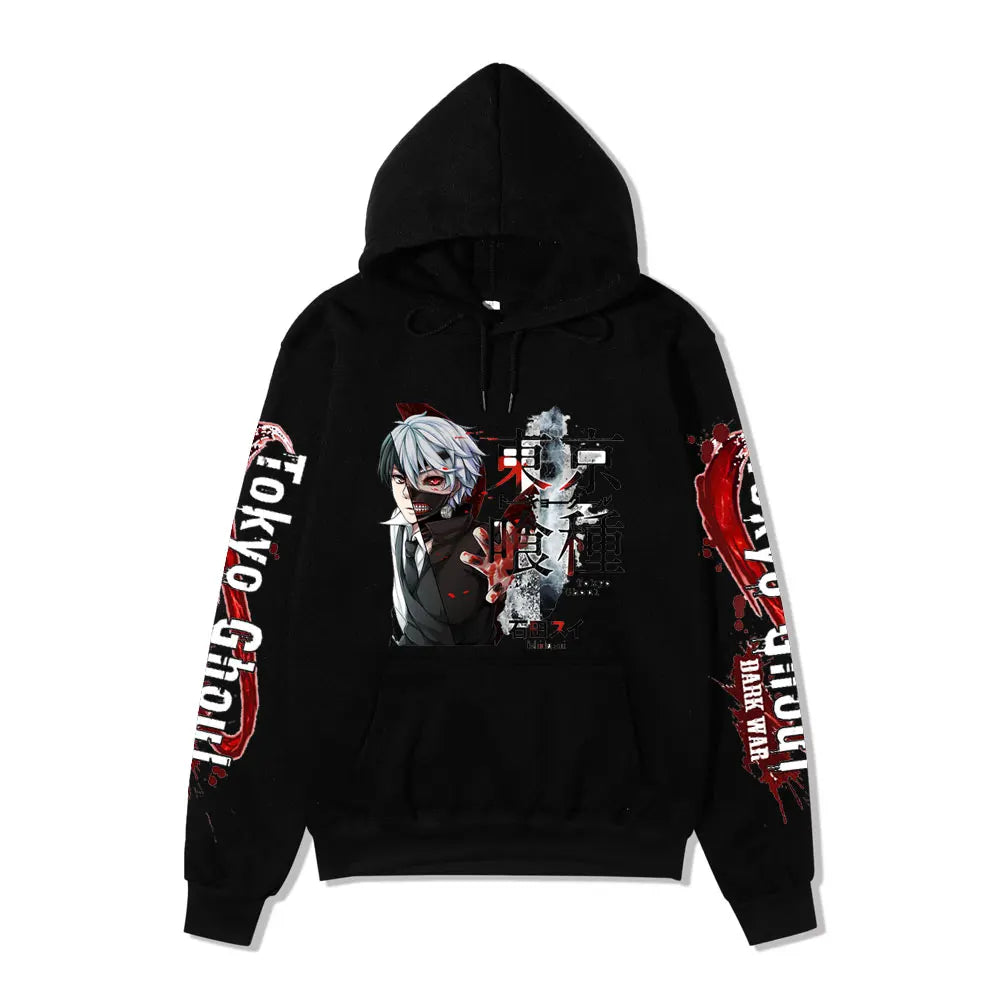 Tokyo Ghoul Anime Hoodie Pullovers Sweatshirts Ken Kaneki Graphic Printed Tops Casual Hip Hop Streetwear