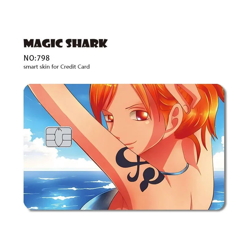 Anime Dragon Ball One Piece Naruto Demon Slayer Leaf Candy Film Sticker Skin for Credit Card Debit Bus Card