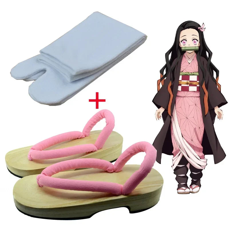 Demon Slayer Kamado Nezuko Cosplay Costume Anime Kimetsu No Yaiba Outfit Wig Shoes Set for Halloween Party Clothes