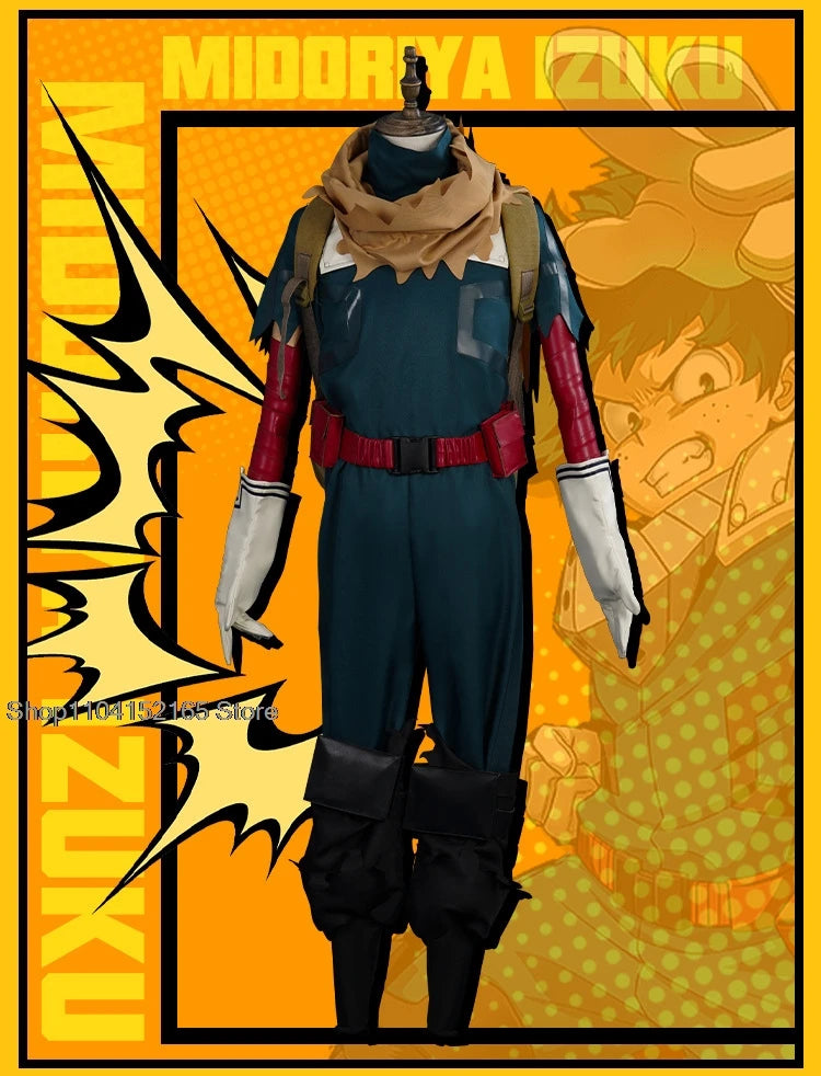 My Hero Academia World Heroes Mission Cosplay Costume- Izuku Midoriya Deku Green Battle Suit for Short Time-Saving Eye-Catching Design