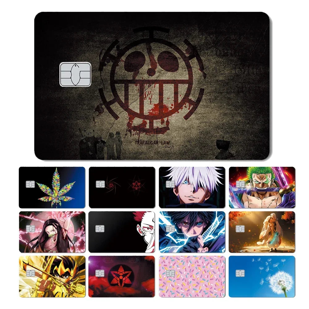 Anime Dragon Ball One Piece Naruto Demon Slayer Leaf Candy Film Sticker Skin for Credit Card Debit Bus Card