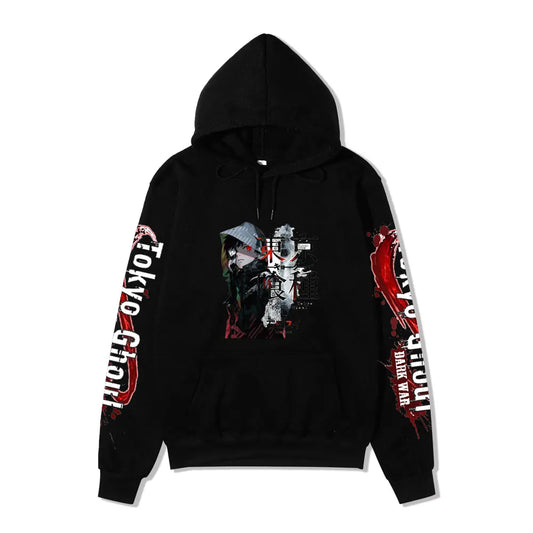 Tokyo Ghoul Anime Hoodie Pullovers Sweatshirts Ken Kaneki Graphic Printed Tops Casual Hip Hop Streetwear