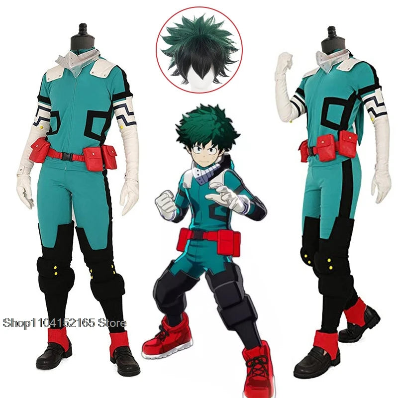 My Hero Academia World Heroes Mission Cosplay Costume- Izuku Midoriya Deku Green Battle Suit for Short Time-Saving Eye-Catching Design