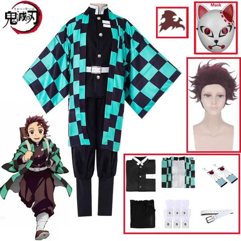 Anime Kamado Tanjirou Cosplay Costume Demon Slayer Halloween Cosplay Cartoon Kimetsu No Yaiba Costume For Kids For Adult Gifts