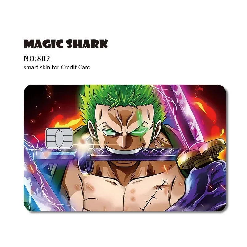 Anime Dragon Ball One Piece Naruto Demon Slayer Leaf Candy Film Sticker Skin for Credit Card Debit Bus Card